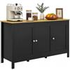 HOMCOM Credenza Cucina con 3 Ante Moderno 120x40x70 cm Nero e Color Legno | Mobile Cucina con Ripiano Regolabile, Credenza Buffet per Soggiorno, Sala da Pranzo e Salotto