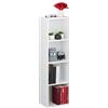 Relaxdays Libreria con 4 Scomparti, Design Moderno, da Salotto, Scaffale Sottile, in PB, HxLxP: 106 x 30 x 23 cm, Bianca