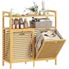 HOMCOM Mobile Portabiancheria da Bagno con 2x41L 82x33x88 cm Color Legno