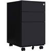 Loywe Cassettiera da Ufficio con Ruote e serratura, inclusi 3 cassetti, Contenitore per ufficio con meccanismo antiribaltamento per A4 Documenti e Cancelleria 39 x 50 x 60 cm Nero LWB020-S