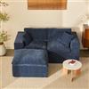 Litbird Divano Angolare Modulare 2 Posti 190 cm, 3 Moduli, Ciniglia, Blu navy