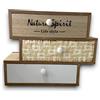 KORAT Mobiletto in Legno Naturale con 3 o 4 Cassetti Design Rustico e Moderno con Finitura in Rattan e Frontali Bianchi Cassettiera Salvaspazio per Camera, Soggiorno o Ingresso (3 Cassetti)