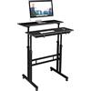 DlandHome Scrivania Sit-Stand Laptop, Laptop Stand Standing Desk Tavolino Caffe per Casa o Studio con 4 Ruote Mobile e Blocco, Scrivania Lavoro per Discorso, Altezza Regolabile 67-115cm,Nero