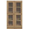 Generic Vetrina in Rovere con ante in Vetro, Mobile Alto con Ripiani Regolabili, Vetrina con Venature del Legno per Soggiorno, Studio e Decorazioni per la Casa (Rovere artigianale #32)