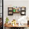 RELAX4LIFE Scaffale da Parete per Vini, Portabottiglie Sospeso con Portabicchieri, Ripiani Aperti, Struttura in Metallo, Stile Industriale, per Cucina, Bar, Sala da Pranzo, 89 x 25 x 40 cm