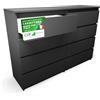 CDF Cassettiera 8 Cassetti in Laminato Nera 40x75x138 cm Senza Maniglie | Mobiletto per Camera da Letto, Soggiorno, Cameretta, Struttura Alta, Organizzazione Domestica, Uso Quotidiano