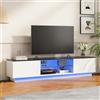Yeutre Mobile TV bianco con luci a LED, moderno mobile TV, lunghezza 140 cm, con 2 ante e 2 ripiani aperti, panca TV tavolo per soggiorno, camera da letto (bianco 4, 140 x 32 x 42 cm)