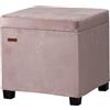 ABHENG ASND64P - Panca ottomana in velluto, con vano nascosto, supporta 350 kg, facile da montare, multifunzionale per ingresso, camera da letto, soggiorno, 45 x 45 x 45 cm, colore rosa