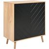 Beliani Credenza scandinava in MDF impiallacciato in legno a 2 ante con ripiani per la camera da letto Soluzione di archiviazione in legno nero e chiaro