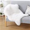 DQMEN Faux pelliccia di agnello di pecora tappeto,Pelliccia sintetica Tappeto vello di pecora (Bianco, 75 X 120 cm)