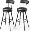 VASAGLE EKHO Collezione - Sgabelli Cucina Girevoli a 360° Set da 2, Sgabelli da Bar con Schienali, Rivestimento con Cucitura, Moderno di Metà Secolo, Altezza 76 cm, Nero Inchiostro LBC889B01