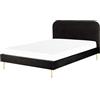 Beliani Letto matrimoniale velluto nero piedi oro minimalista 160 x 200 cm