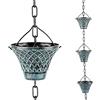 Tfro & Cile Pioggia Catena Grondaia Downspout Sostituzione Decorativo Giardino Acqua Piovana Diverter Home Decor 2 1/2 Piedi Lungo - Griglia Blu