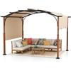 RELAX4LIFE Pergola Retrattile da Esterno 3,6x3M, Gazebo da Patio Arcuata con Tettuccio Regolabile, Chiodi da Terra, Tettuccio per Giardino, Veranda, Spiaggia, Cortile (BEIGE)
