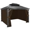 Qdreclod Set 4 Teli Laterali di Ricambio per Gazebo 3x3m, Tende Impermeabili in Tessuto Oxford 300D con Cerniera, Incl. Ganci per Giardino e Terrazza (Marrone)