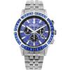 LOUIS XVI Majesté Iced Out 1133 - Ø 43 mm - Orologio da uomo - Impermeabile - Con vetro zaffiro - Cinturino Argento - Quadrante Diamanti CZ Blu - Movimento al quarzo svizzero, argento