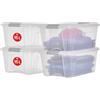 Iris Ohyama Scatole Portaoggetti in Plastica con Coperchio, 15L, Lotto di 4, Argento, Clip di Bloccaggio, Empilabile, Maniglia, Per Camera, Armadio, Ufficio, Organizzatore, Senza BPA Plastica, NTB-15