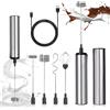 Behogan Montalatte elettrico, montalatte con 3 velocità regolabili in acciaio inox e 5 fruste intercambiabili in acciaio inox, schiumatrice elettrica USB, montalatte per caffè crema