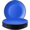 MIAMIO - Set 6 piatti piani in ceramica (26 cm) - Le Papillon (Blu) | Set di piatti in ceramica (26 cm) per colazione, contorni e dessert, lavabili in lavastoviglie