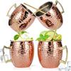 ZOFUN Moscow Mule - Set di 4 tazze in rame, 530 ml, tazza in rame Moscow Mule Moscow Mule Mule con 4 cannucce per bevande fredde, vino, bar, feste, set regalo