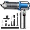 Zeputra Aspirapolvere Senza Fili, 17000Pa Aspirapolvere Auto Potente, 1-Touch Dust Dump, 3 Velocità Motore Brushless 4 in 1 Aspirapolvere Portatile con display HD/Illuminazione/Ricarica Rapida, Argento & Blu