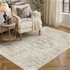 PureCozy Tappeto Salotto Beige 80x150cm Vintage Tappeti Grande Carpet Antiscivolo Lavabile in Lavatrice Cameretta Soggiorno Camera da Letto Office Carpets Morbido Pelo Corto Rug