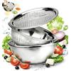 Generic Bacino multifunzionale in acciaio inox con grattugia, ciotola per grattugia, ciotola per triturare, triturare e drenare, per cucinare a casa (28 cm)