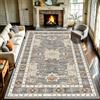 WUTONG Grigio Tappeto Salotto Orientale Vintage Medaglione 180x250cm Grande | Lavabile in Lavatrice e Antiscivolo, Pelo Corto, Classico per Soggiorno e Sotto Tavolo da Pranzo, Boho