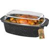 Akitaink Rostiera con Coperchio 32,5x21 cm, Teglia in Alluminio Pressofuso Antiaderente con Coperchio in Vetro, per Forno, Lavabile in Lavastoviglie