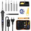 AONAT Kit Saldatore a Stagno 80W,Saldatore Elettrico con Temperatura Regolabile 180-520°C,Stazione Saldante Elettronica,5 Punte,Pompa Dissaldante,50g Filo di Stagno,Pinza Spellafili,per DIY e Riparazioni