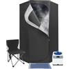 LOYEMAADE Sauna a vapore, sauna portatile per bagno turco con generatore di vapore da 3 l da 1350 W, con telecomando, sedia pieghevole, sedia mobile per sauna, tenda per sauna per interni con 9 livelli di