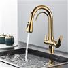 Onyzpily Rubinetto da cucina a 3 vie con doccetta estraibile, in acciaio inox, oro, miscelatore 3 in 1, rubinetto per acqua potabile, rubinetto da cucina per filtro dell'acqua