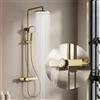 Billg Colonna Doccia Termostatico, Set Doccia con Doccia Tondo Effetto Pioggia 26cm, Rubinetto Cascata, Sistema Doccia con Doccetta 3 Modalità, Asta Saliscendi Doccia Regolabile