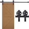 HOMCOM 183CM/6FT Kit Porta Scorrevole con Binario, 2 Ganci, 2 Fermaporta