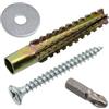 AERZETIX - Kit di 15 tasselli di espansione metallici con dentatura esterna Ø8x60 mm colore dorato + 15 viti Ø6x60 mm a filettatura completa + 15 rondelle larghe per bullone M6 + 1 punta PZ3
