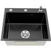 Bathrena Lavello da incasso in PVD nanotexture, design moderno e resistente - Lavandino cucina con dispenser di sapone - 50 x 45 cm, nero opaco