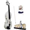 LEADZM Violino 4/4 Full Size, violino con astuccio, tendine ad arco, colofonia, supporto a spalla ammortizzato, violino in legno massello per principianti (bianco)