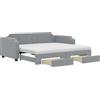 vidaXL Divano letto estraibile con cassetti Grigio chiaro 80x200 cm Tessuto