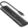 Swissten, hub da USB-C a USB-C 100W + HDMI + USB + lettore di schede SD/Micro-SD, nero