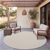 Paco Home Tappeto da esterno, resistente alle intemperie, per balcone o soggiorno, stile boho, motivo geometrico, in sisal, tinta unita, color crema, diametro 160 cm