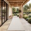 Paco Home Tappeto da esterno, resistente alle intemperie, ideale per balcone o soggiorno, stile boho, motivo geometrico, materiale: sisal, tinta unita, colore: crema, dimensioni: 80x250 cm