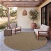 Paco Home Tappeto da esterno, resistente alle intemperie, ideale per balcone o soggiorno, stile boho, motivo geometrico, materiale: sisal, tinta unita, colore: beige, dimensioni: 200 cm, forma: rotondo