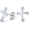 Bling Jewelry Danity Accent CZ Punte Piccoli Orecchini A Perno Croce Religiosa Petite Per Le Donne Gli Uomini Teens.925 Argento Sterling