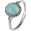 SDEWFFWSA Anello aperto da donna in argento S925 fatto a mano in stile etnico turchese retrò antico aperto moda semplice, Adjustable opening, Metallo, Zirconia cubica