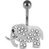 Monster Piercing Piercing per Ombelico a Forma di Elefante, in Argento Sterling e Argento, Colore: Bianco, cod. NBP-MP-0928CL