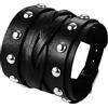 OIDEA Bracciale Uomo in Vera Pelle Regolabile Intrecciato Braccialetti Cuoio Bangles Largo Regalo Ragazzo Halloween Natale - Larghezza 7cm Colore Nero
