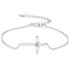 GW Bracciale Donna Croce Argento 925 Braccialetto Personalizzato con Ciondolo in Zirconi a Forma di Cuore 16,5+5CM Crocifisso Bracciale Regali per la Prima Comunione Regalo Compleanno Amica