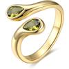 Bestyle Anello Donna Oro Regolabile a Goccia con Pietre Portafortuna
