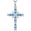 Miaofu Collana Croce 18K placcato in oro bianco per Donna in Argento Sterling 925 con Ciondolo Diamante Simulato, Gioiello Elegante per Donne