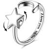 Milacolato S925 Anelli in Argento Sterling per Donna Anello A Fascia Aperta Regolabile Anello Luna Stella Anello I Love You To The Moon Anello Per Donna O Il Tuo Amante Con Confezione Regalo